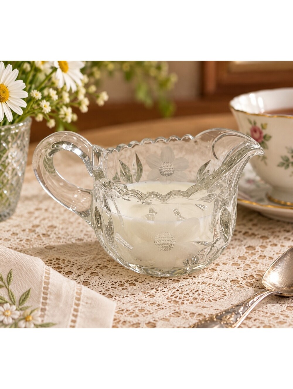 Vintage Tiffin Franciscan Daisy Cut 83 Glass Creamer Line 167 1928